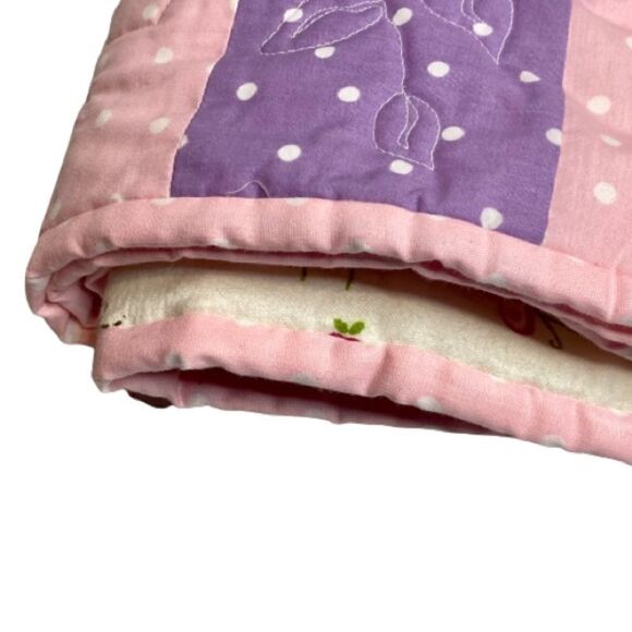 Handmade NWT pink, purple Forrest animal baby or lap quilt size 49” X 40” - Picture 8 of 16